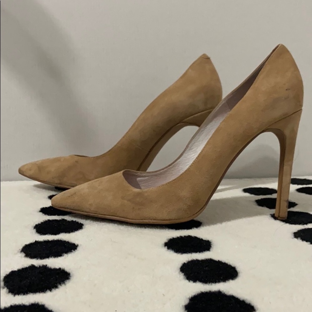Jeffrey Campbell tan suede heels -Urban outfitters